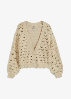 New Chaqueta de punto ajour de algodón puro Mujer Jerséis|Ropa De Punto
