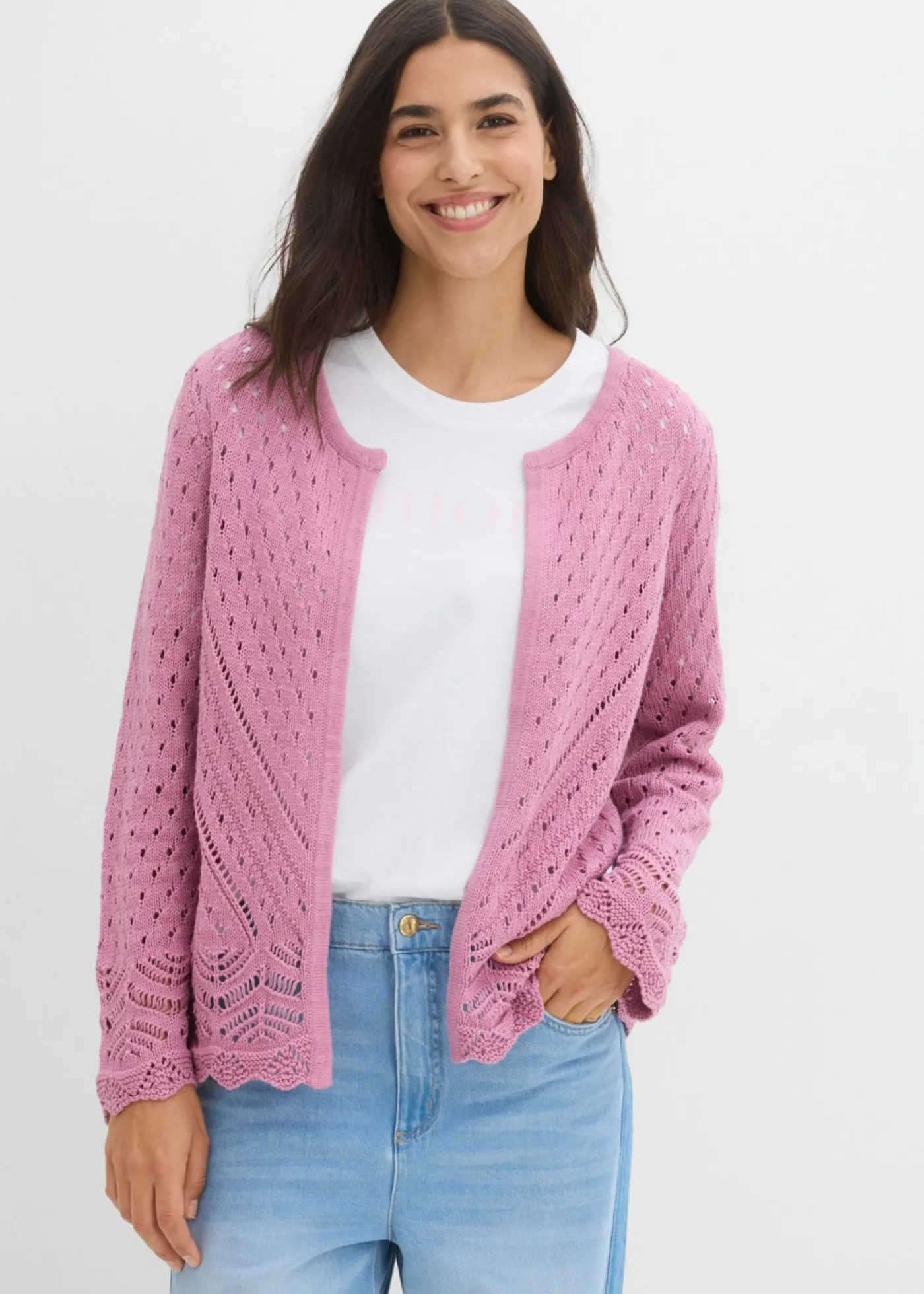 Hot Chaqueta de punto ajour de algodón puro Mujer Jerséis|Novedades