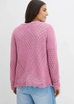 Hot Chaqueta de punto ajour de algodón puro Mujer Jerséis|Novedades