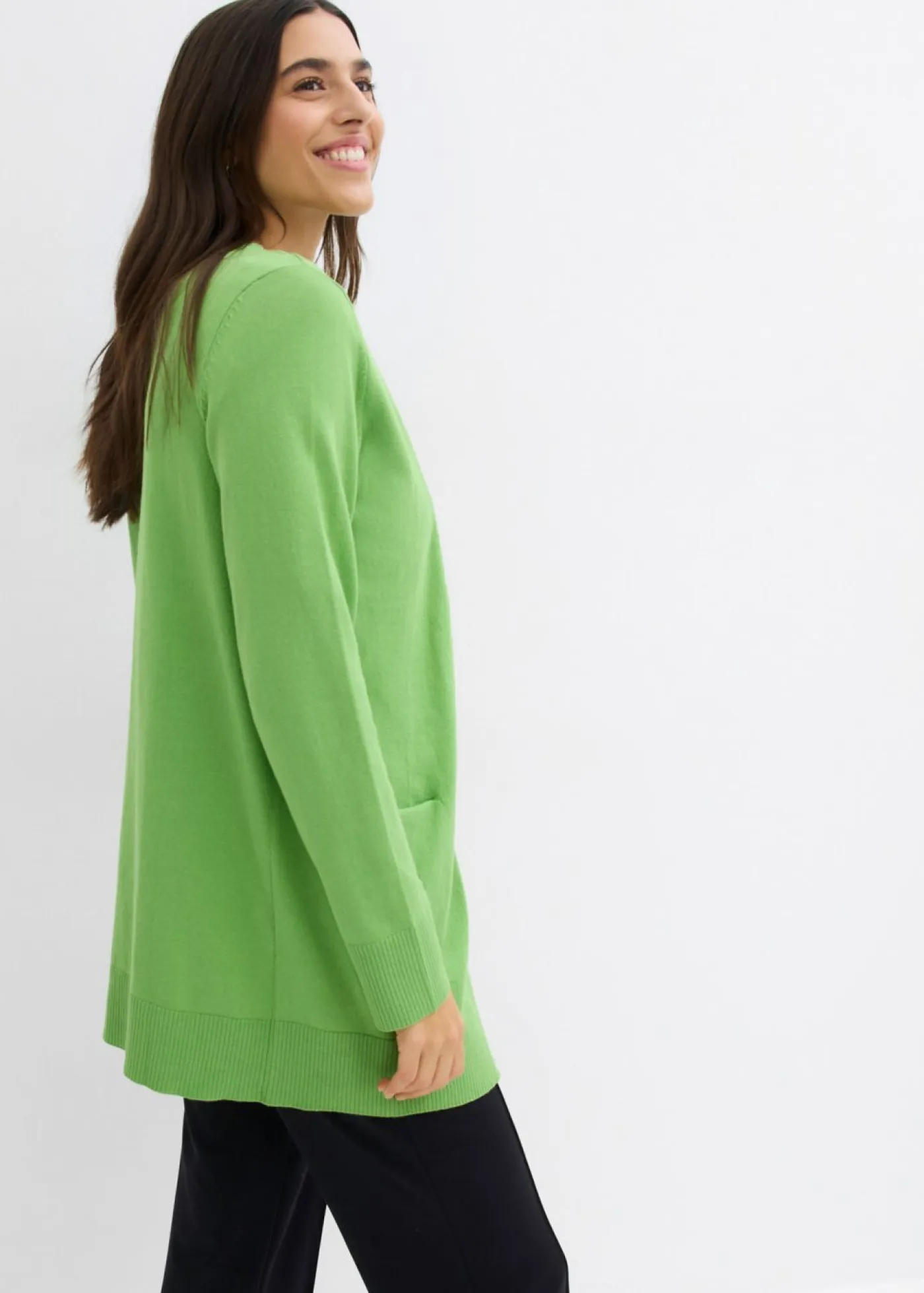New Chaqueta de punto con bolsillos y manga larga Mujer Básicos|Jerséis
