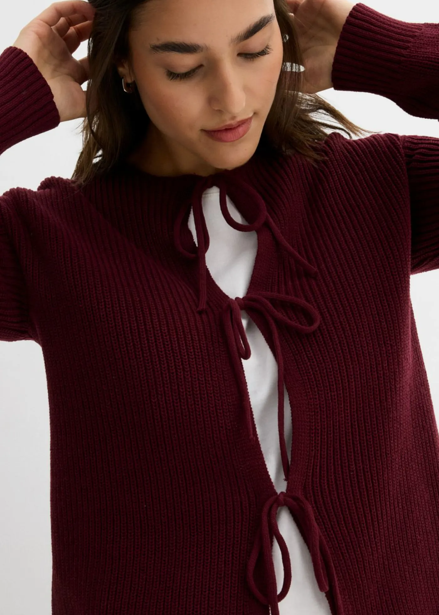 Chaqueta de punto con detalle de lazo Mujer Jerséis|Ropa De Punto