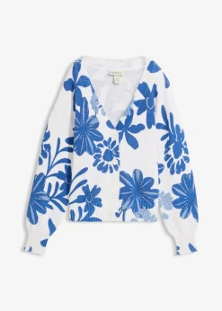 Online Chaqueta de punto con estampado de flores Mujer Jerséis|Ropa De Punto