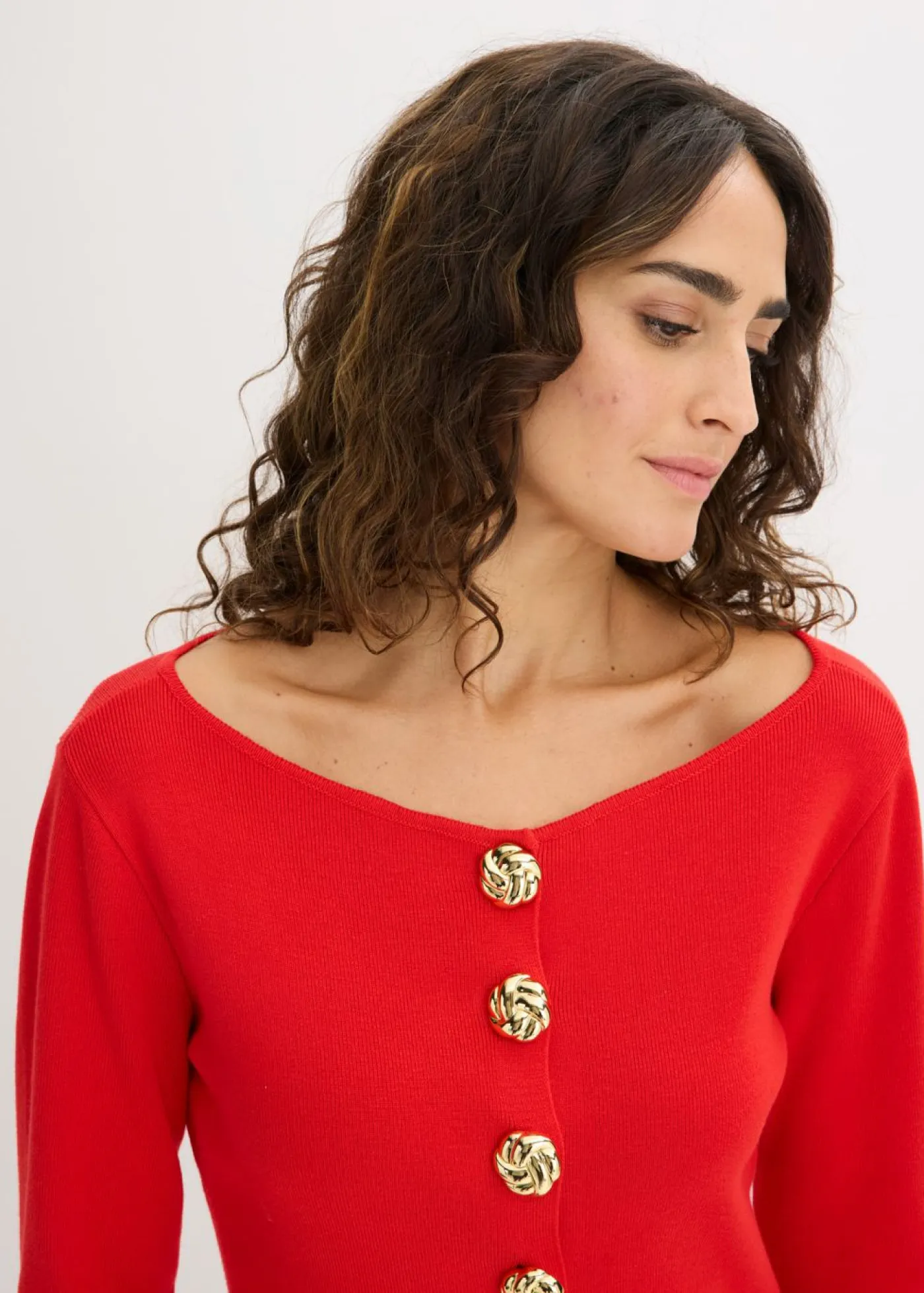Chaqueta de punto con peplum y botones decorativos Mujer Jerséis|Ropa De Punto