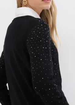 Sale Chaqueta de punto con piedras brillantes Mujer Jerséis|Ropa De Punto