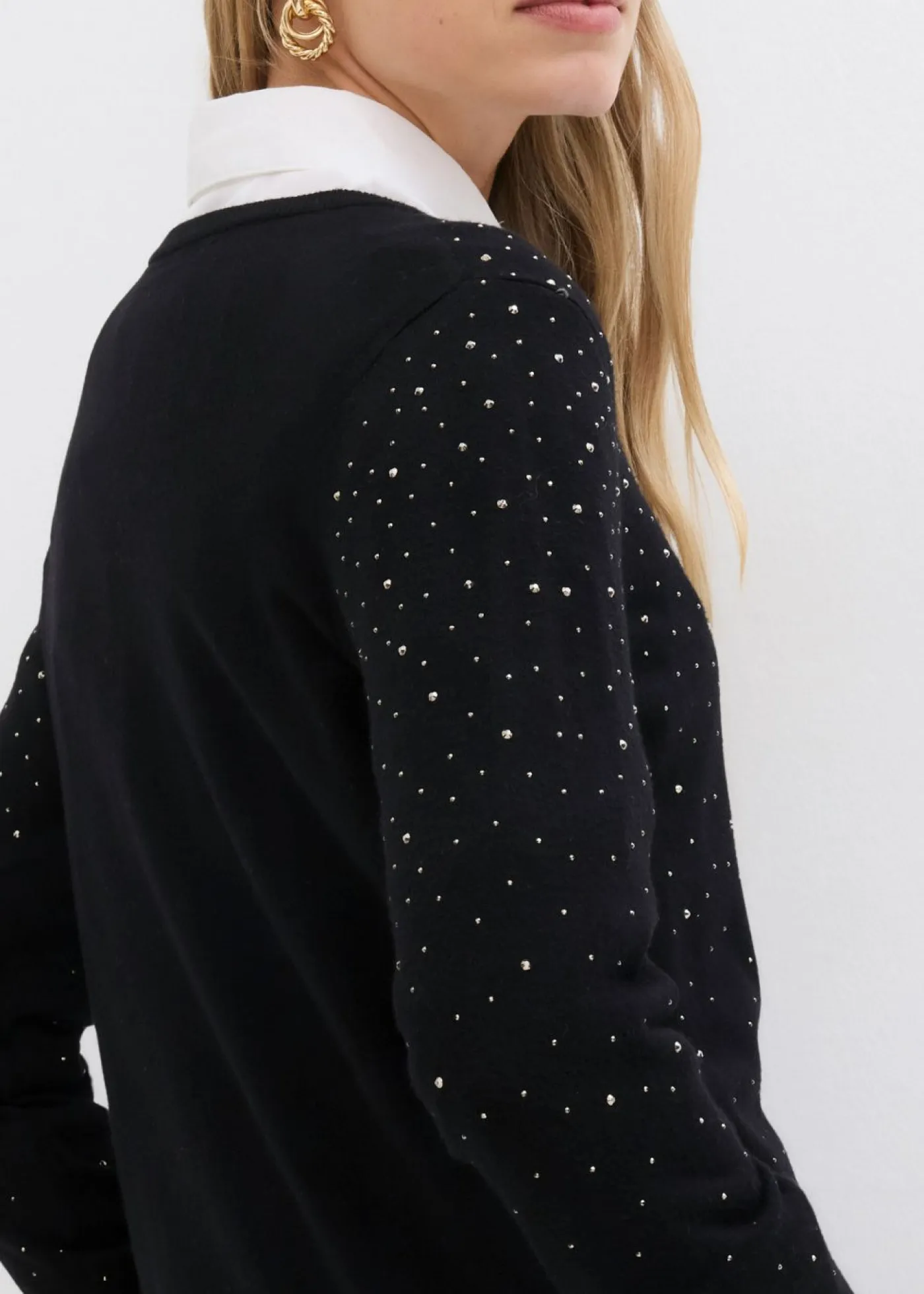 Sale Chaqueta de punto con piedras brillantes Mujer Jerséis|Ropa De Punto