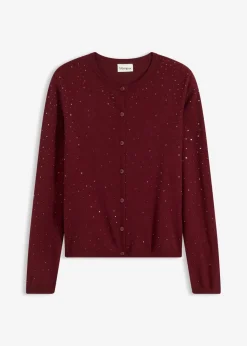 Outlet Chaqueta de punto con piedras brillantes Mujer Jerséis|Ropa De Punto