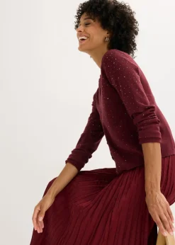 Outlet Chaqueta de punto con piedras brillantes Mujer Jerséis|Ropa De Punto