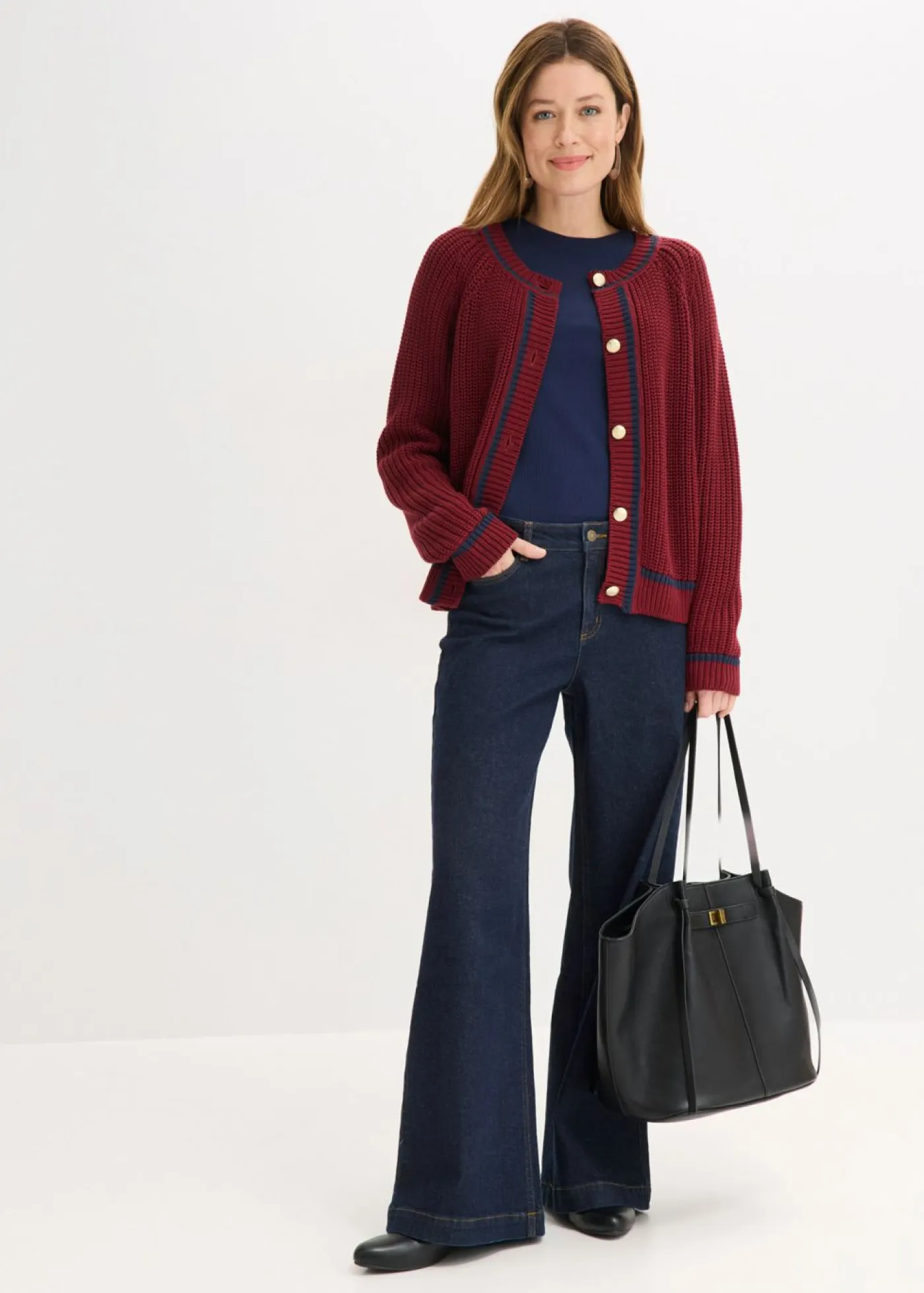Sale Chaqueta de punto con rayas en contraste Mujer Jerséis|Ropa De Punto