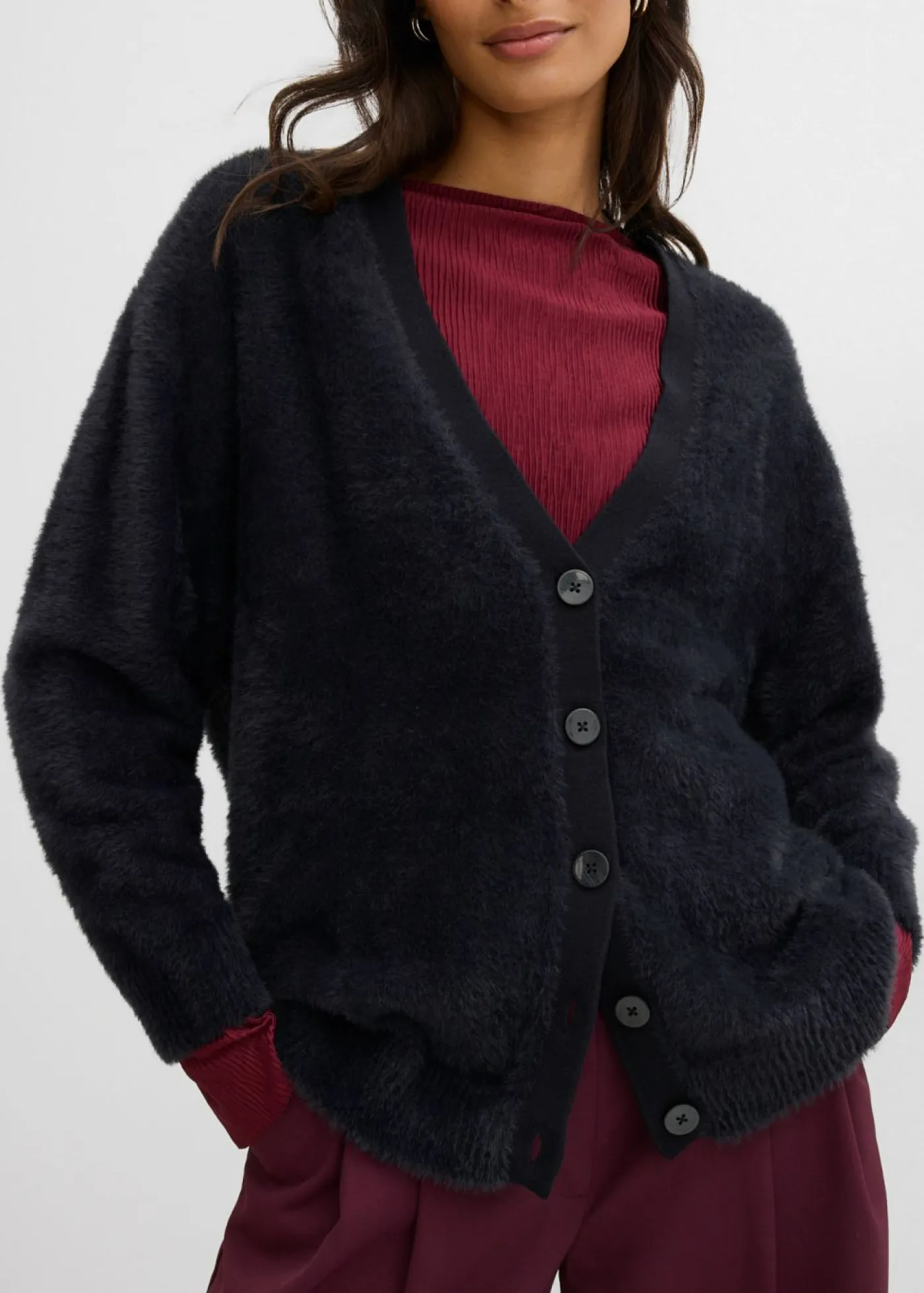 Online Chaqueta de punto de mezcla de viscosa Mujer Esenciales|Jerséis