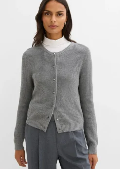 Chaqueta de punto de mezcla de lana con botones decorativos Mujer Esenciales|Jerséis