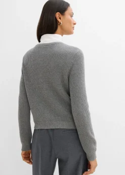 Chaqueta de punto de mezcla de lana con botones decorativos Mujer Esenciales|Jerséis