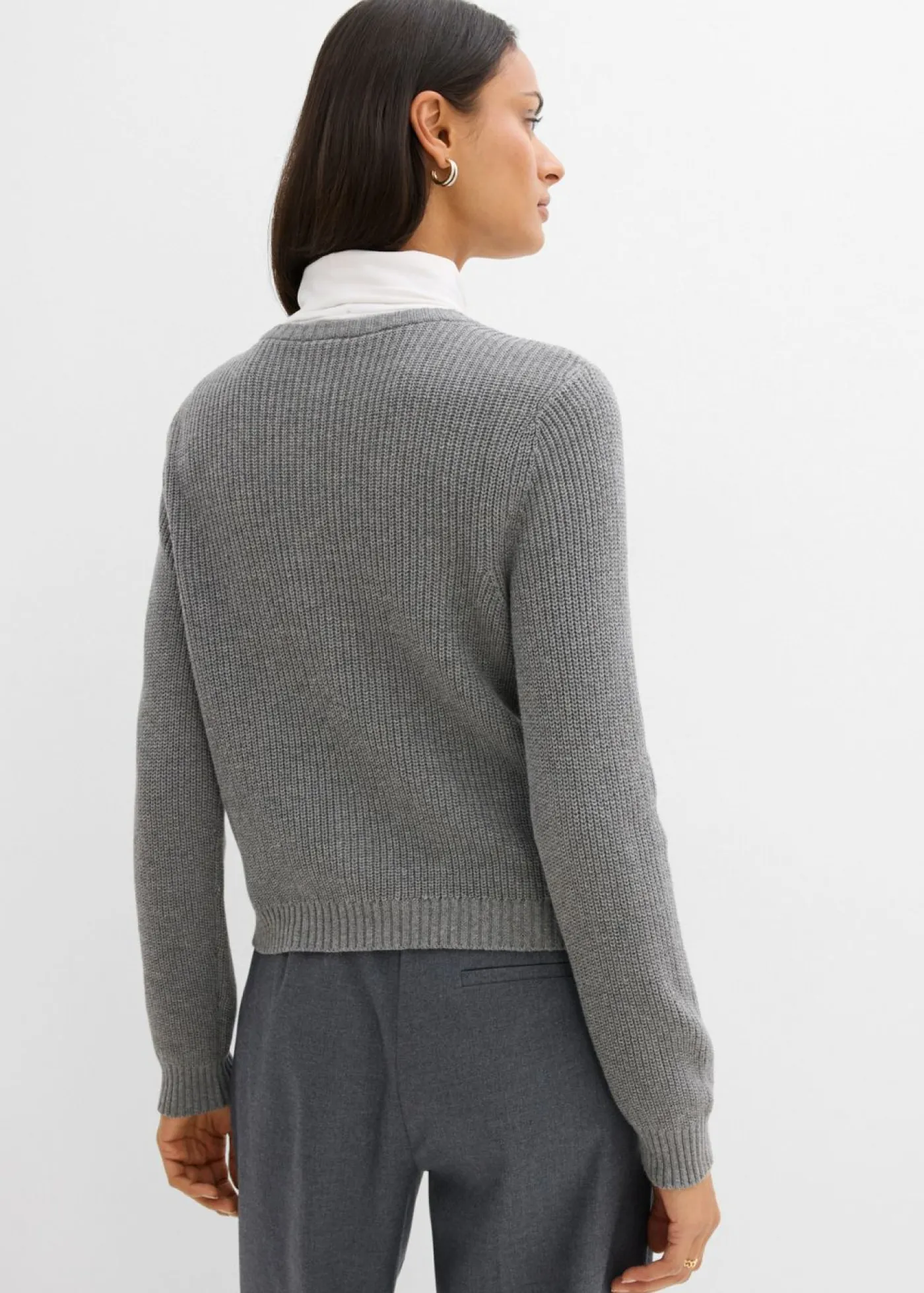 Chaqueta de punto de mezcla de lana con botones decorativos Mujer Esenciales|Jerséis
