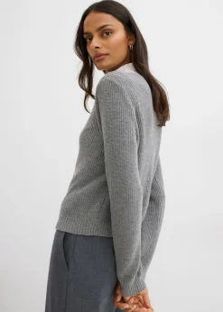 Chaqueta de punto de mezcla de lana con botones decorativos Mujer Esenciales|Jerséis