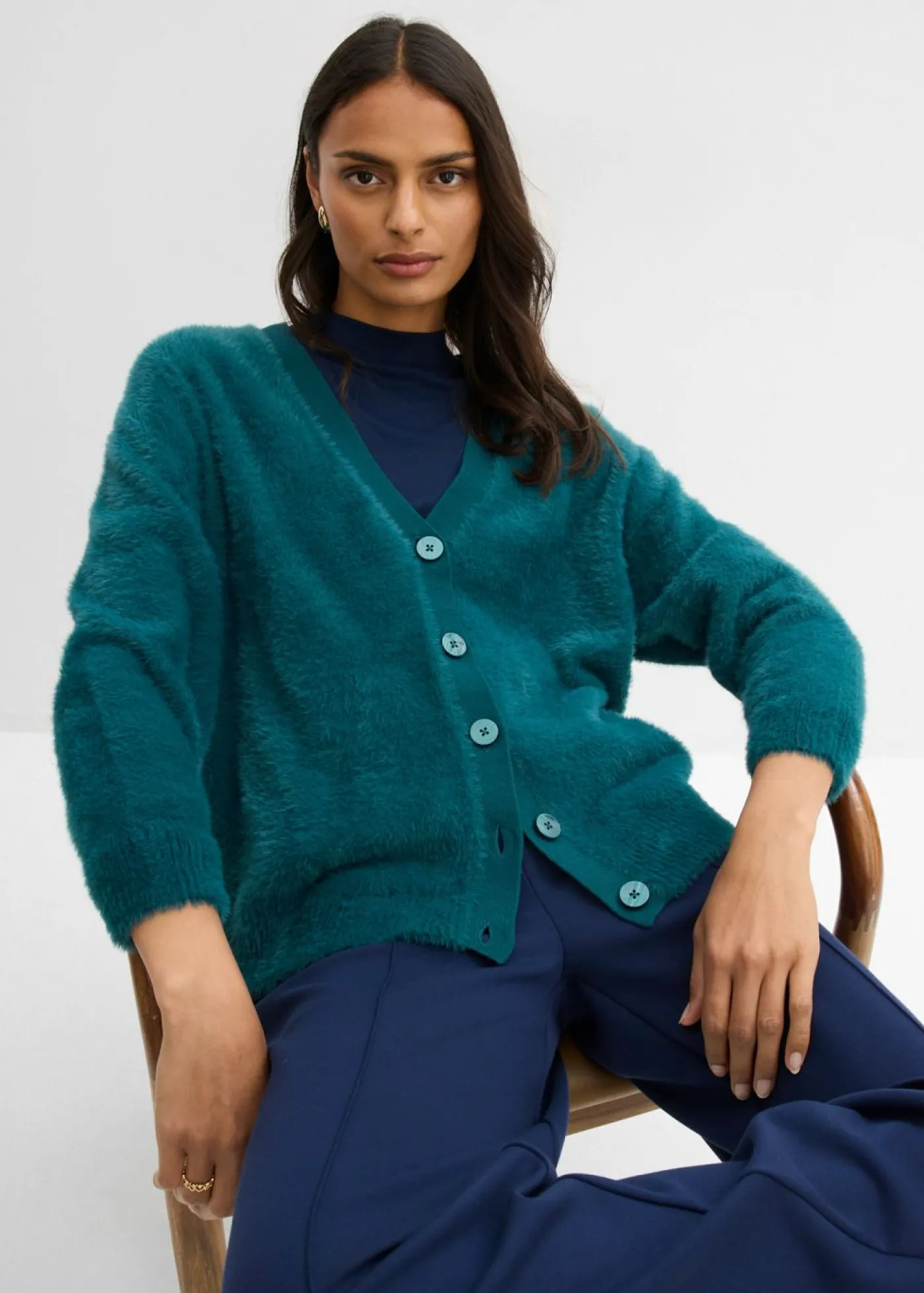 Chaqueta de punto de mezcla de viscosa Mujer Esenciales|Jerséis