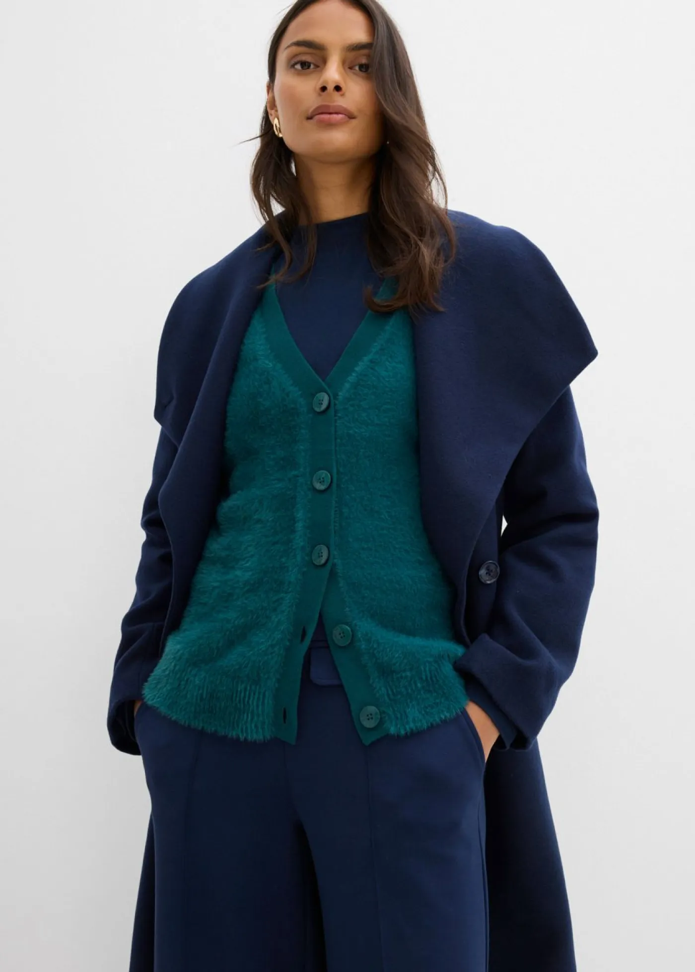 Chaqueta de punto de mezcla de viscosa Mujer Esenciales|Jerséis