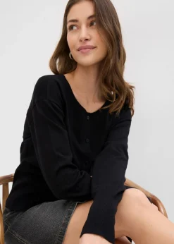 Online Chaqueta de punto fino con cuello redondo Mujer Jerséis|Novedades