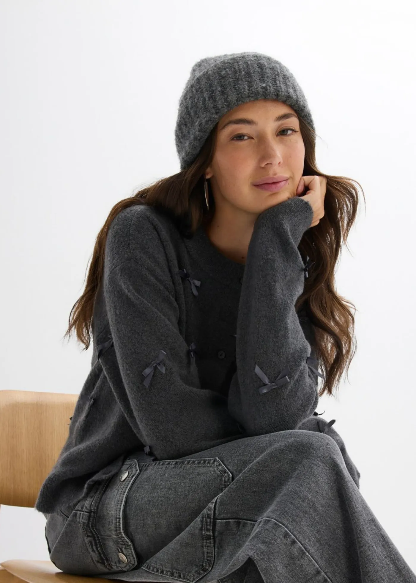 Hot Chaqueta de punto fino con lazos Mujer Jerséis|Ropa De Punto
