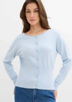 New Chaqueta de punto fino con cuello redondo Mujer Jerséis|Novedades