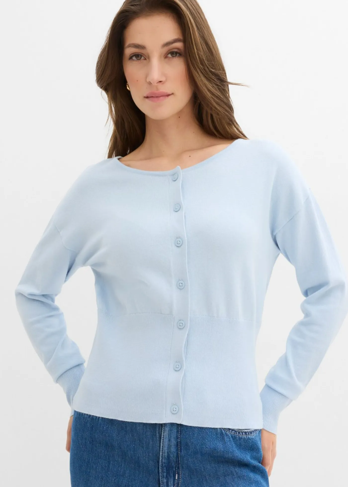 New Chaqueta de punto fino con cuello redondo Mujer Jerséis|Novedades