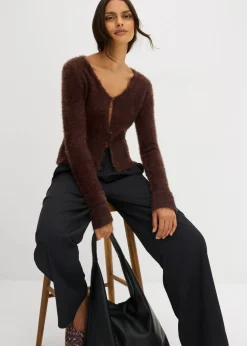 Chaqueta de punto fino de hilo suave Mujer Jerséis|Ropa De Punto