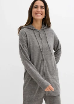 Chaqueta de punto fino de mezcla de viscosa con aspecto de punto Mujer Básicos|Camisetas
