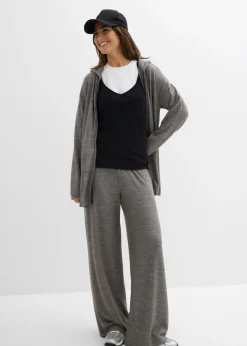 Chaqueta de punto fino de mezcla de viscosa con aspecto de punto Mujer Básicos|Camisetas
