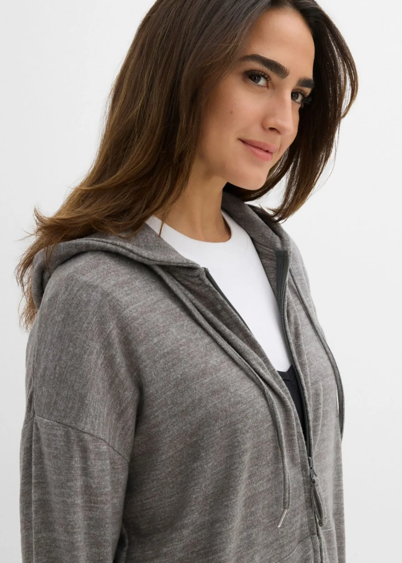 Chaqueta de punto fino de mezcla de viscosa con aspecto de punto Mujer Básicos|Camisetas