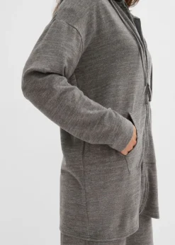 Chaqueta de punto fino de mezcla de viscosa con aspecto de punto Mujer Básicos|Camisetas