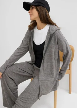 Chaqueta de punto fino de mezcla de viscosa con aspecto de punto Mujer Básicos|Camisetas
