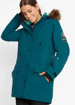 New Chaqueta funcional de trekking con capucha, diseño largo y tejido impermeable Mujer Chaquetas Y Abrigos