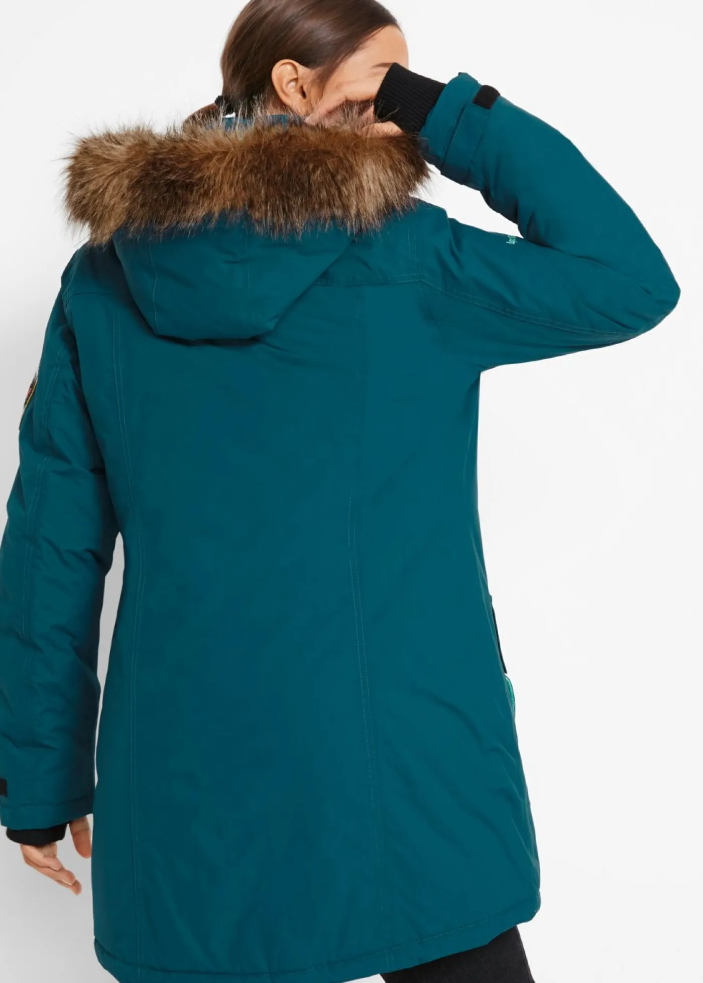 New Chaqueta funcional de trekking con capucha, diseño largo y tejido impermeable Mujer Chaquetas Y Abrigos
