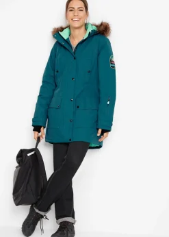 New Chaqueta funcional de trekking con capucha, diseño largo y tejido impermeable Mujer Chaquetas Y Abrigos