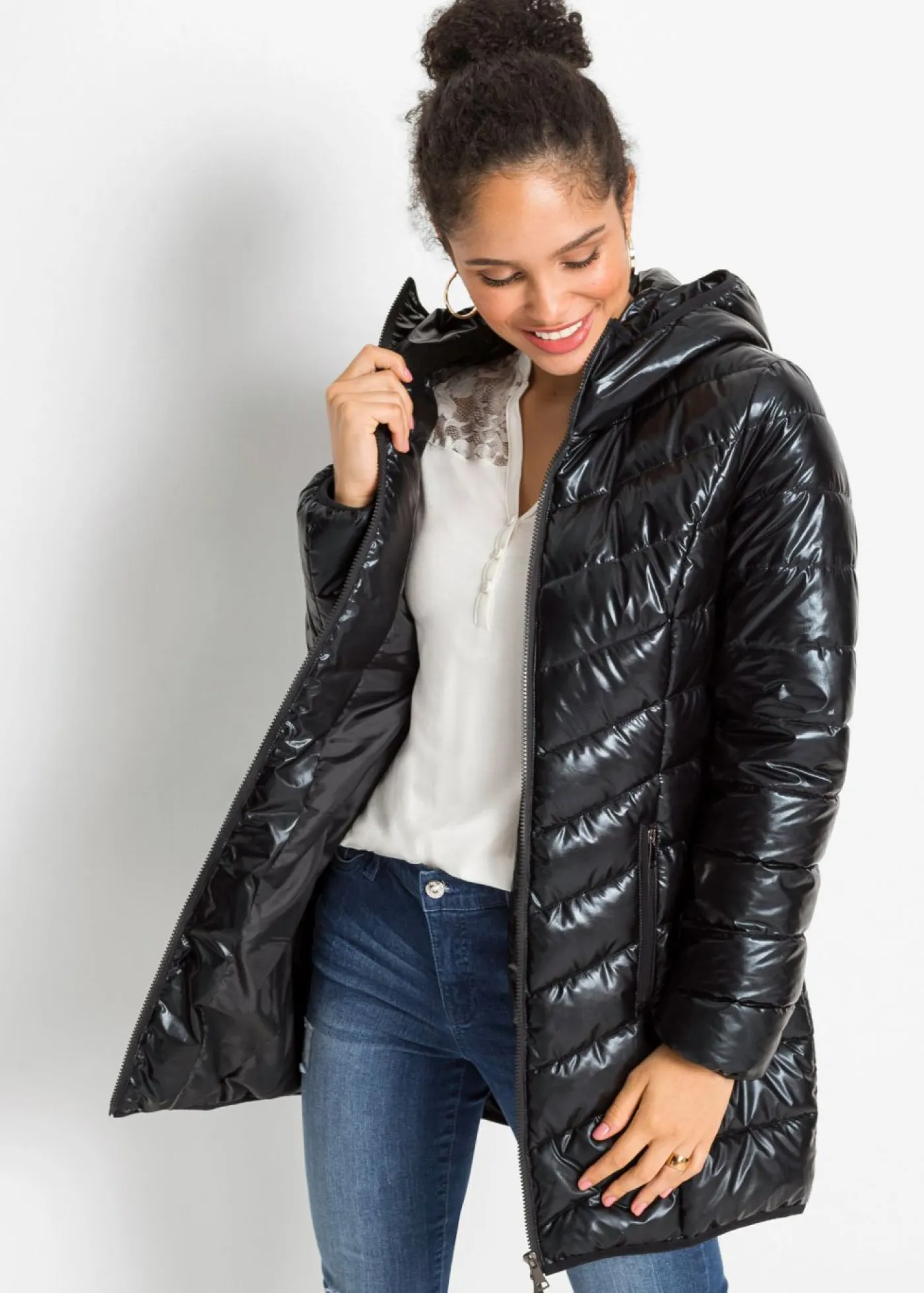 Online Chaqueta guateada efecto metalizado Mujer Chaquetas Y Abrigos