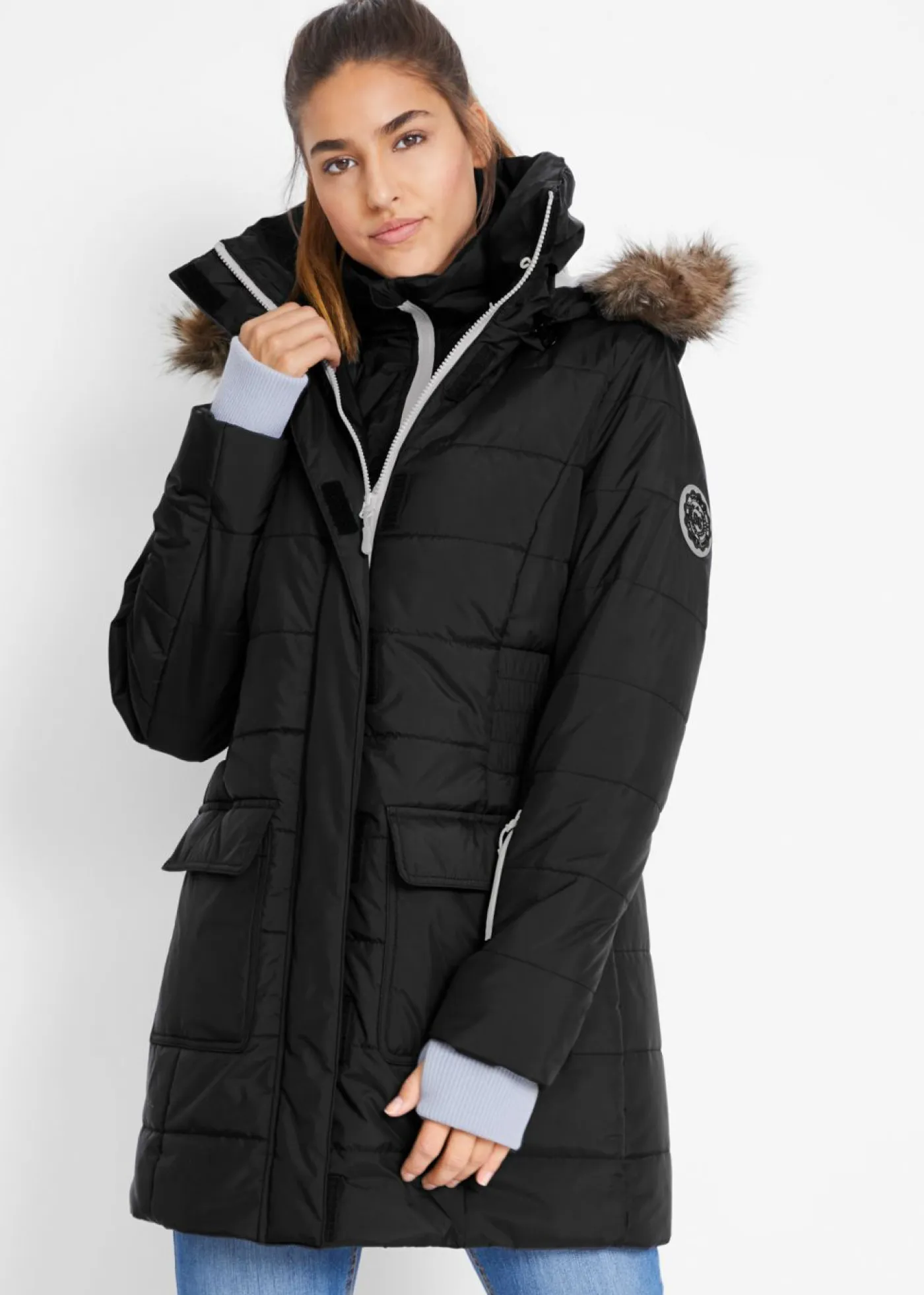 Hot Chaqueta guateada larga funcional con aspecto 2 en 1, impermeable Mujer Chaquetas Y Abrigos