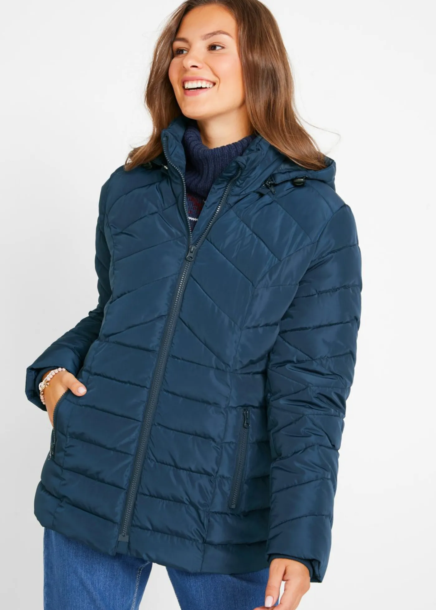 Discount Chaqueta guateada ligera con capucha desmontable Mujer Chaquetas Y Abrigos
