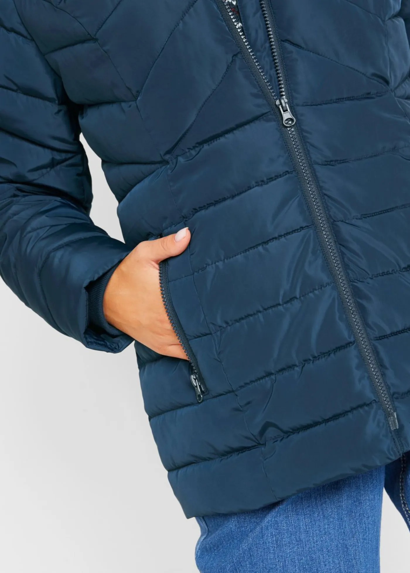 Discount Chaqueta guateada ligera con capucha desmontable Mujer Chaquetas Y Abrigos