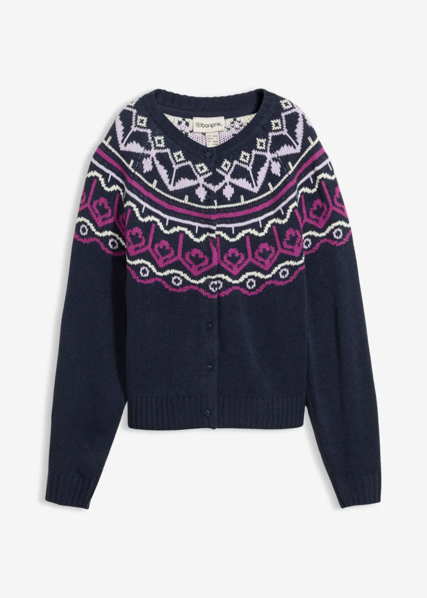 Outlet Chaqueta holgada de punto con patrón nórdico Mujer Jerséis