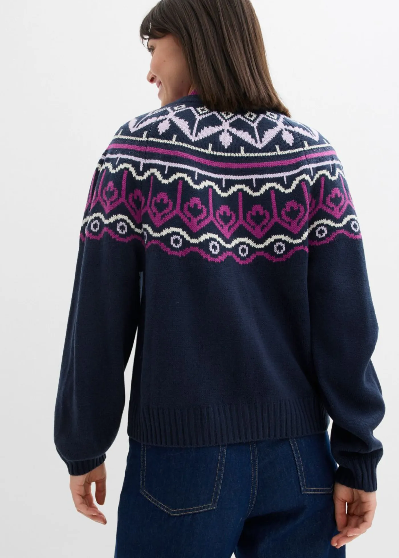 Outlet Chaqueta holgada de punto con patrón nórdico Mujer Jerséis