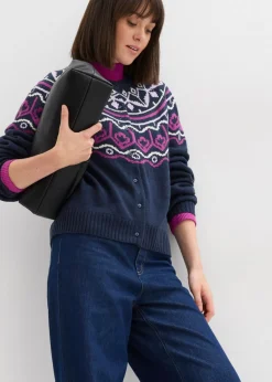 Outlet Chaqueta holgada de punto con patrón nórdico Mujer Jerséis