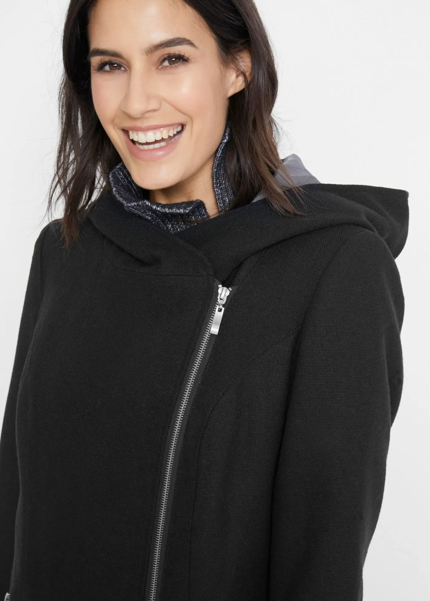 Clearance Chaqueta larga con cremallera asimétrica Mujer Chaquetas Y Abrigos