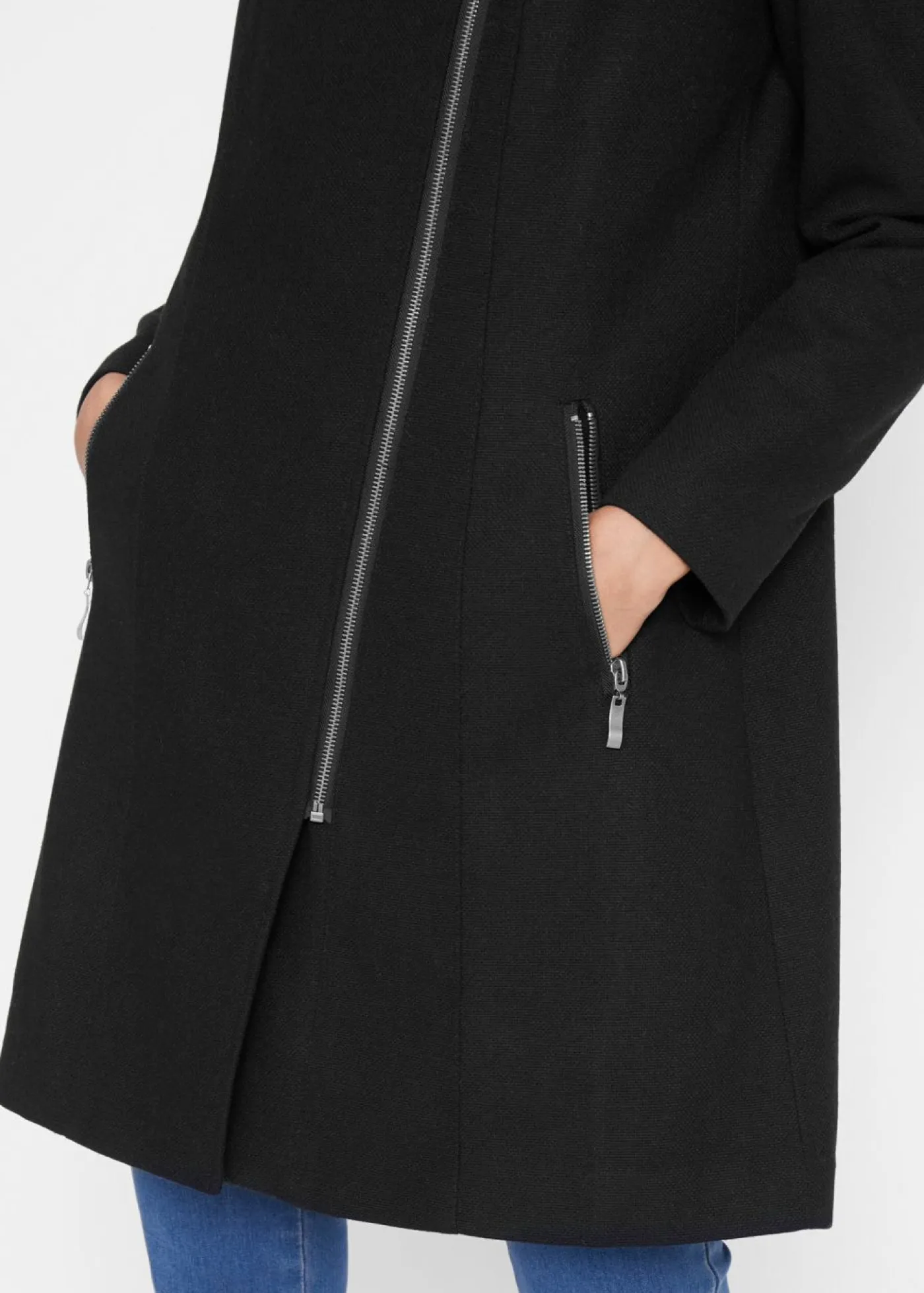 Clearance Chaqueta larga con cremallera asimétrica Mujer Chaquetas Y Abrigos