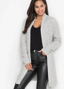Chaqueta larga de punto con cuello tipo chal Mujer Jerséis|Ropa De Punto