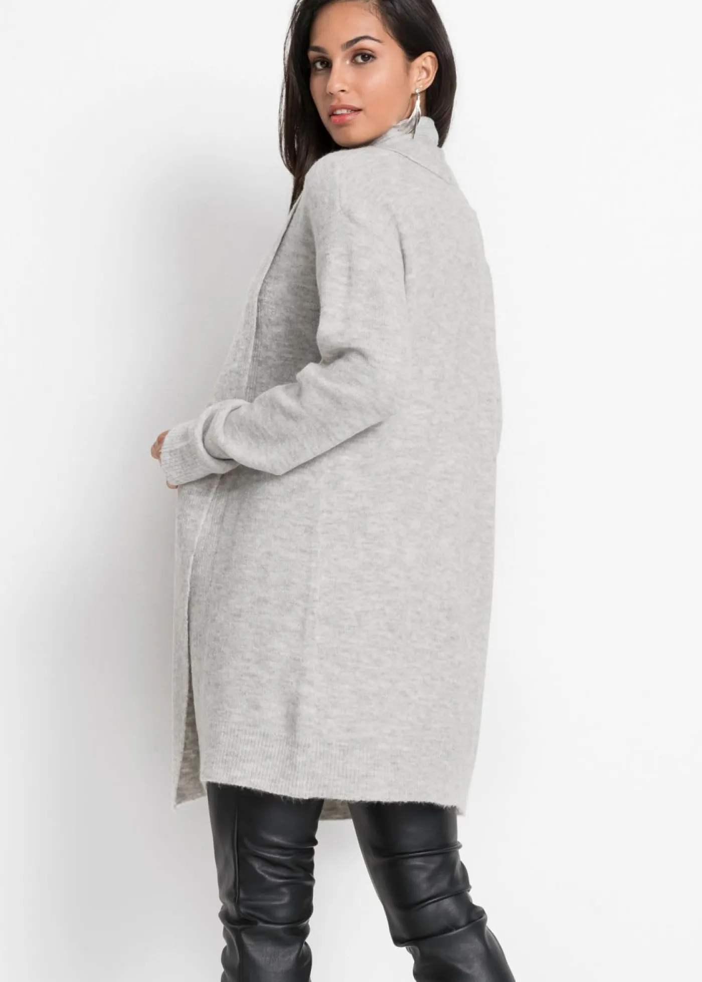 Chaqueta larga de punto con cuello tipo chal Mujer Jerséis|Ropa De Punto