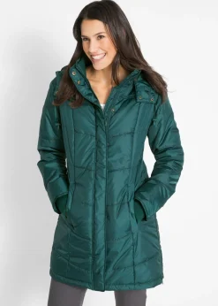 Outlet Chaqueta larga guateada con cuello y capucha Mujer Chaquetas Y Abrigos