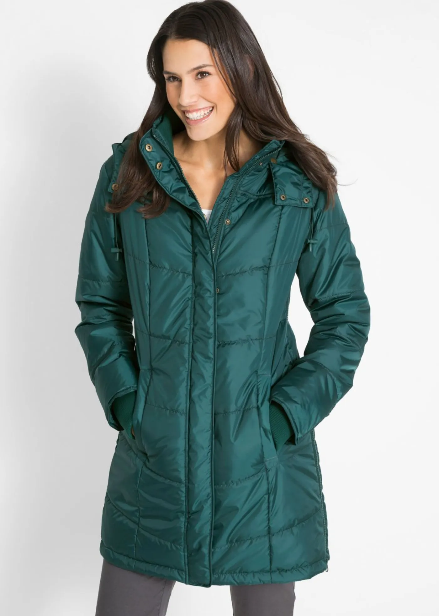 Outlet Chaqueta larga guateada con cuello y capucha Mujer Chaquetas Y Abrigos