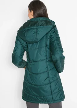 Outlet Chaqueta larga guateada con cuello y capucha Mujer Chaquetas Y Abrigos