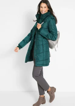 Outlet Chaqueta larga guateada con cuello y capucha Mujer Chaquetas Y Abrigos
