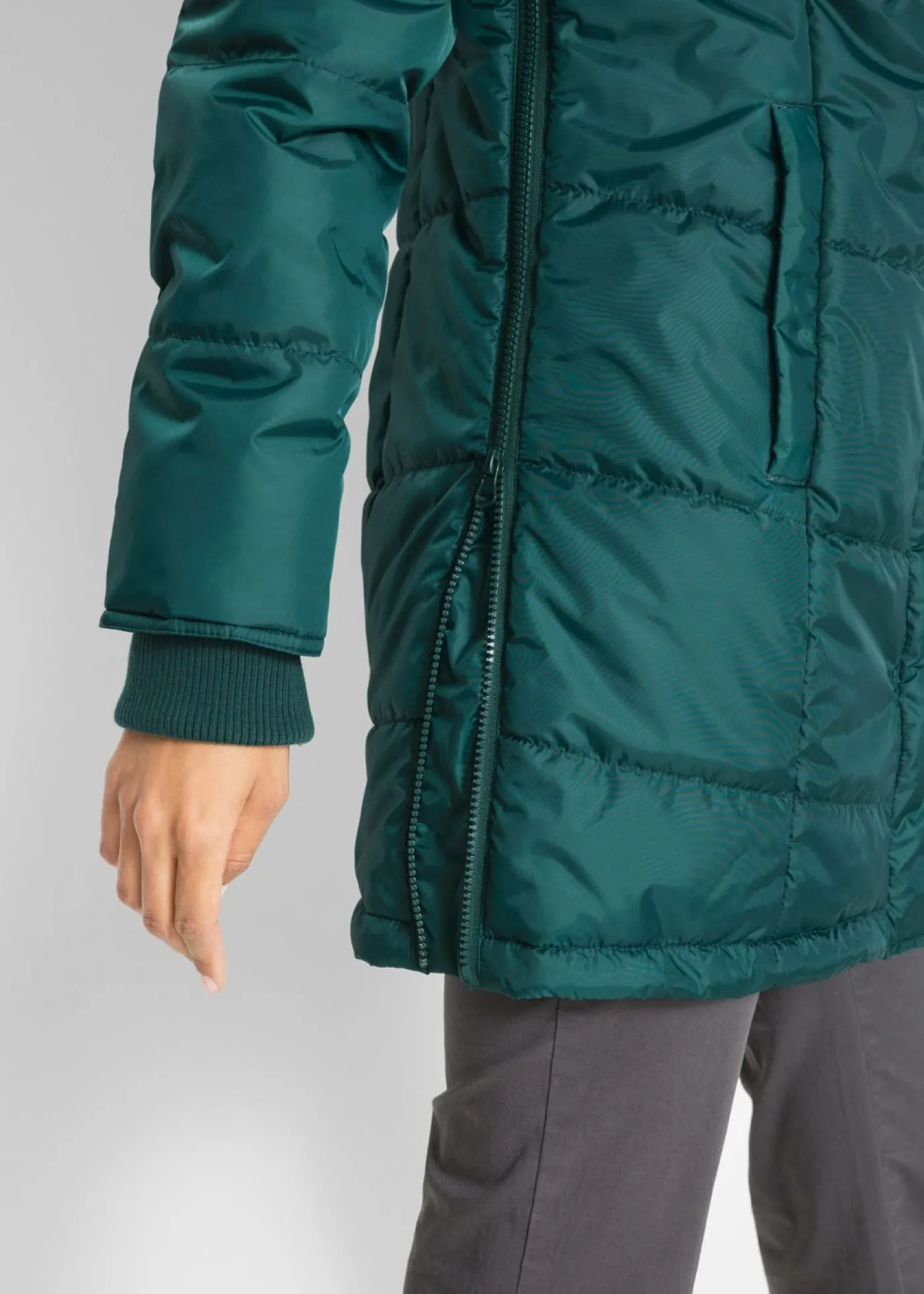 Outlet Chaqueta larga guateada con cuello y capucha Mujer Chaquetas Y Abrigos