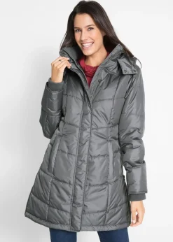 New Chaqueta larga guateada con cuello y capucha Mujer Chaquetas Y Abrigos