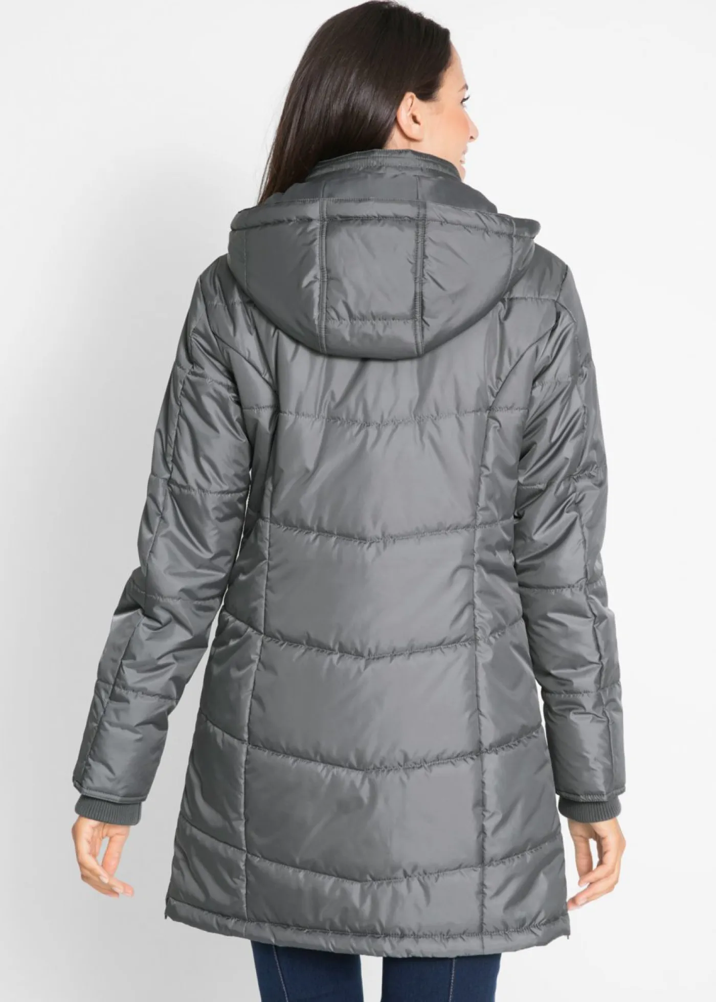 New Chaqueta larga guateada con cuello y capucha Mujer Chaquetas Y Abrigos